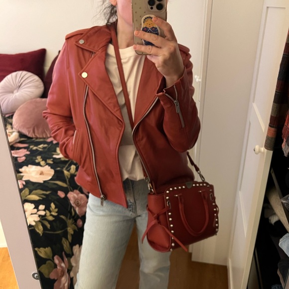 Mango genuine leather biker jacket - Picture 1 of 13